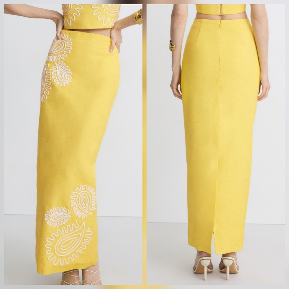 Yellow Embroidered Women's Skirt